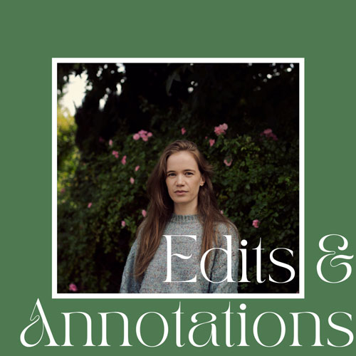 Portrait of Alli with a green frame and the text Edits & Annotations