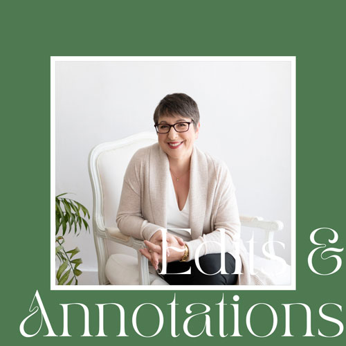 Portrait of Tania with a green border and the text Edits & Annotations