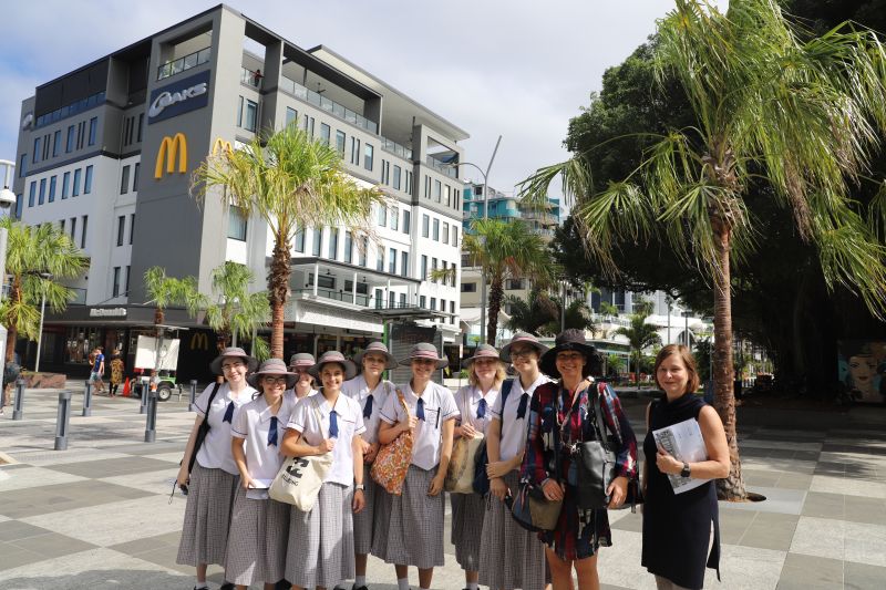 students on Cairns Esplande.