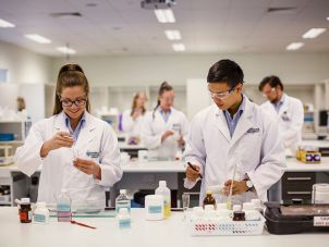 Students in the purpose built Pharmacy facility on the Townsville Campus
