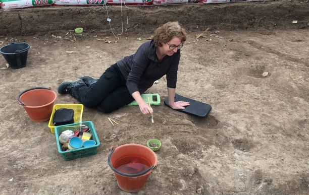 Kate Dommet at an archaeological site
