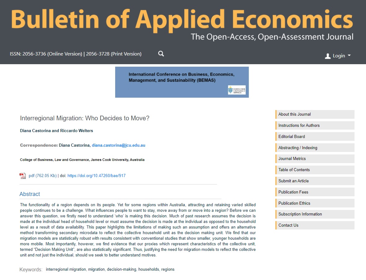 Bulletin of applied econimics