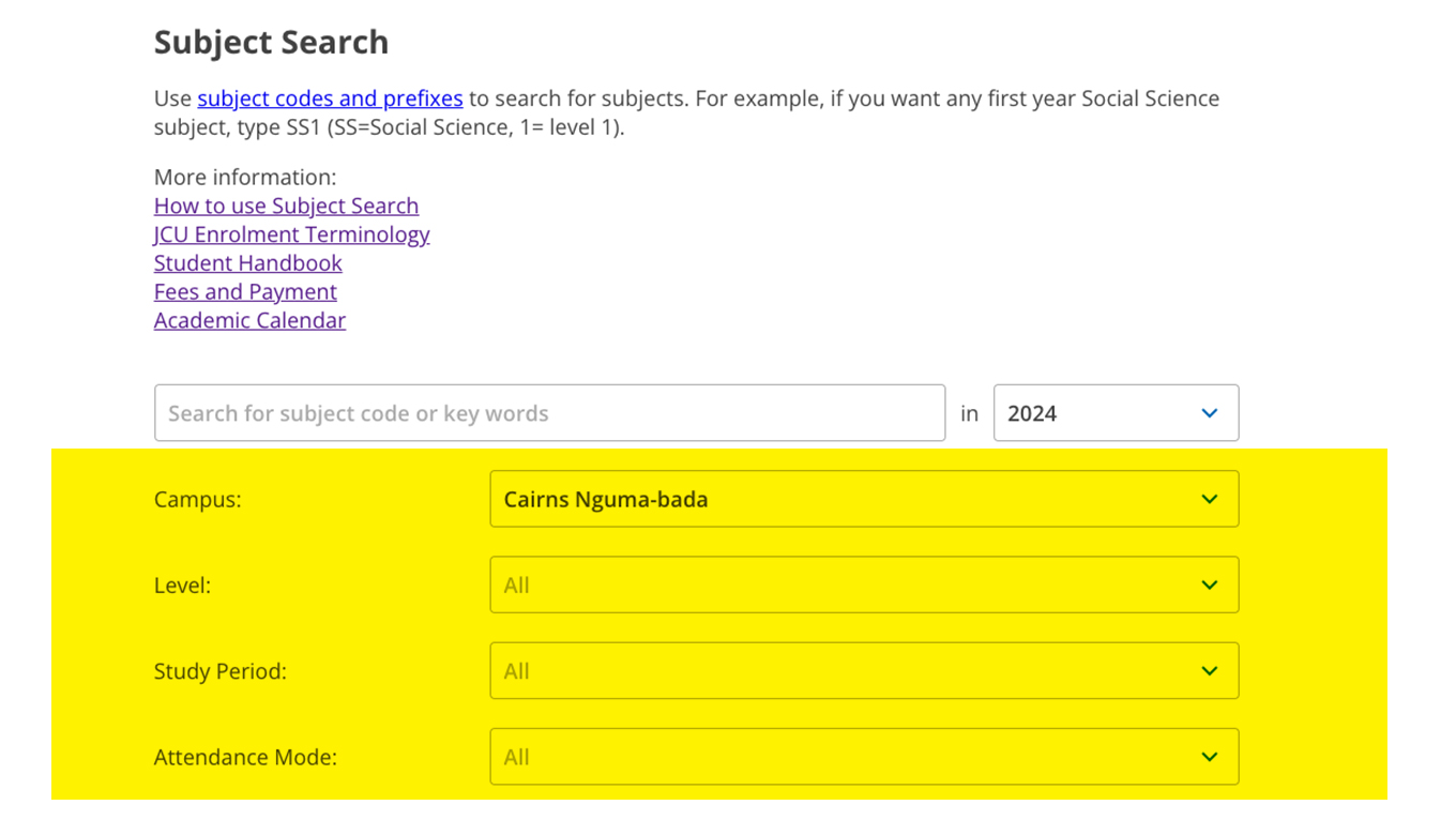 Subject Search interface visual. 