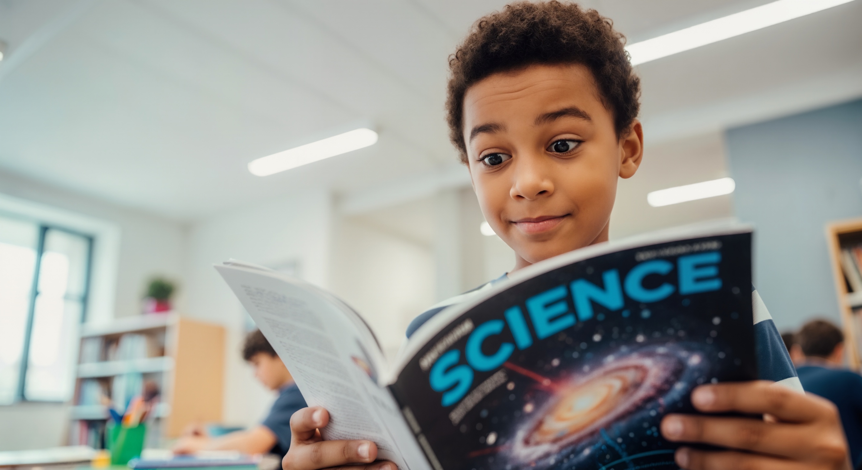 Boy with science book