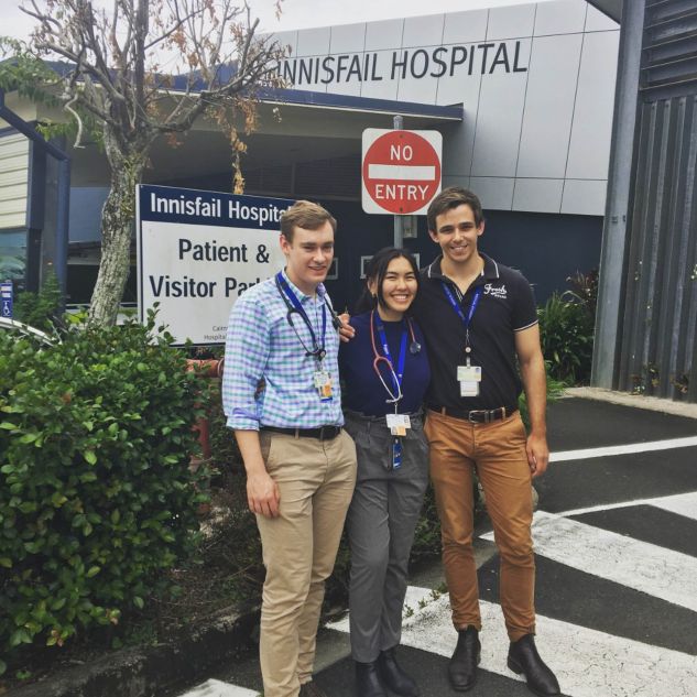 Sam and his colleagues on placement at Innisfail Hospital