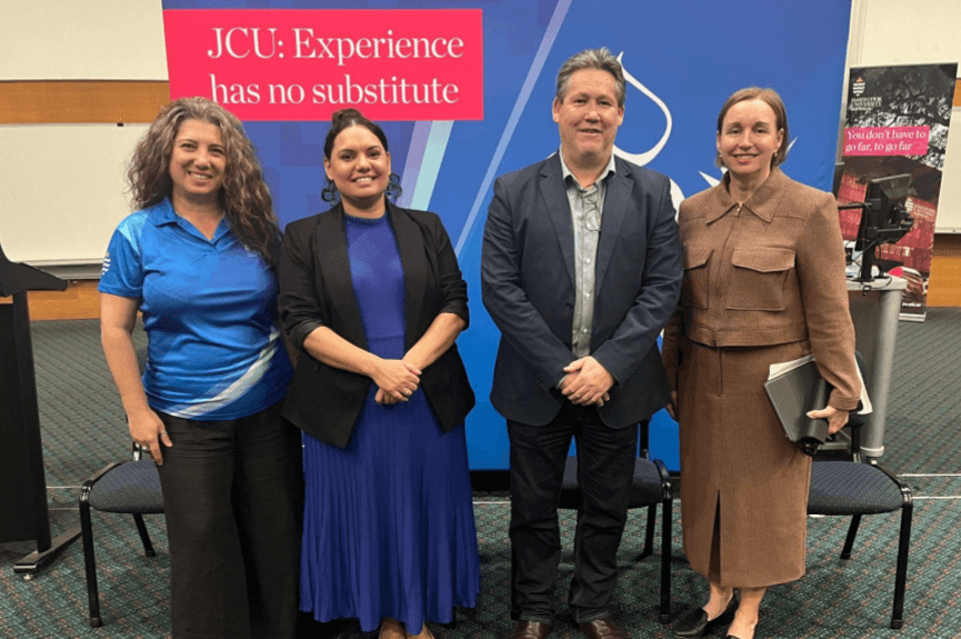 . Panelists Townsville with Filitsa Kounias, Lorelei Billing, Dr Bill Mitchell and Tina Hoyer