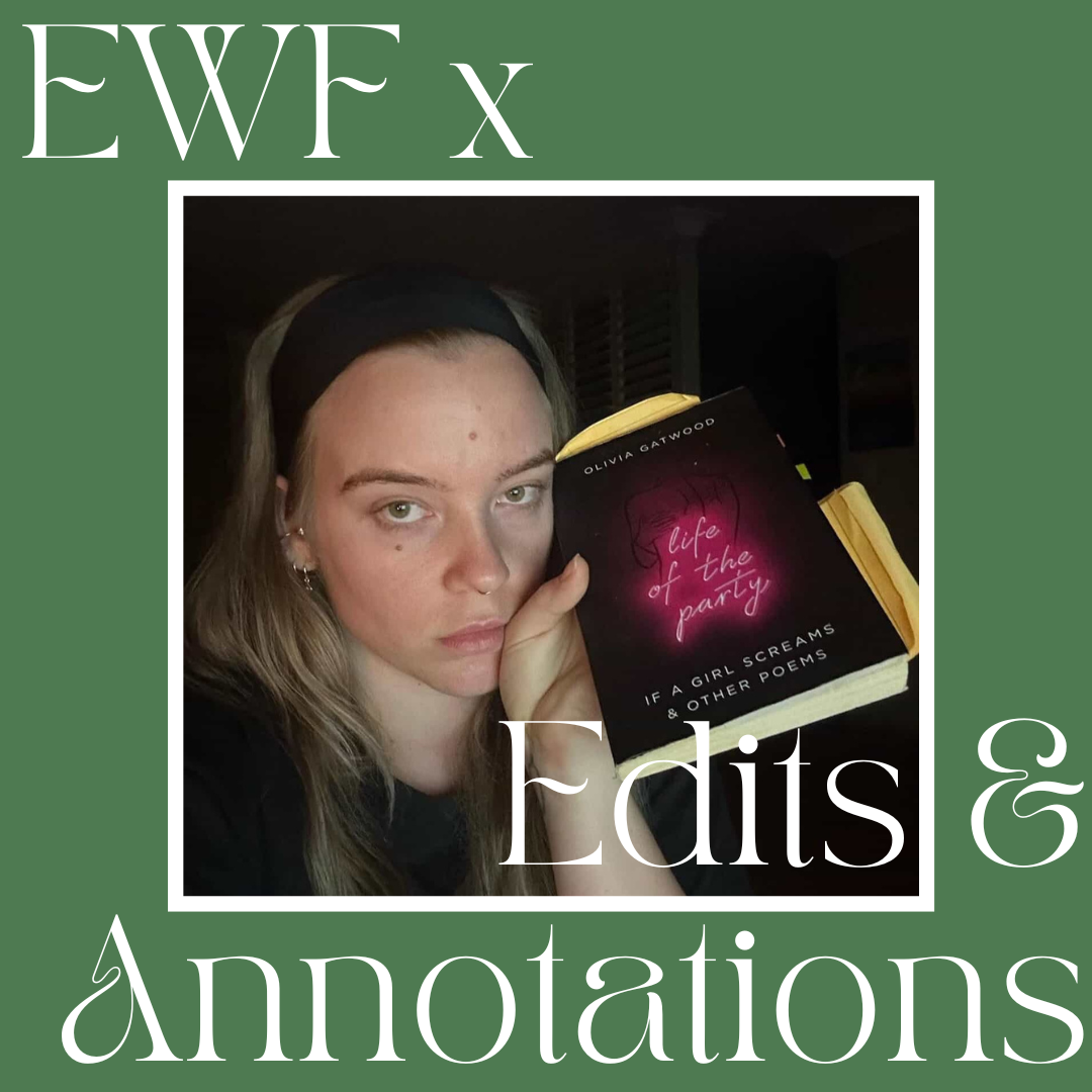 Portrait of Chelsea in a green frame saying EWF x Edits & Annotations