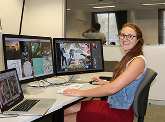  Creative Arts and Media student designing artwork for exhibition