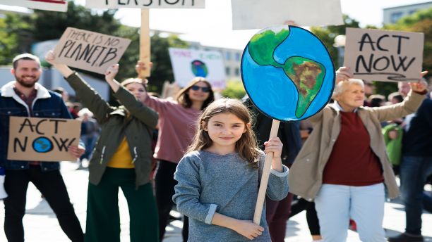 Little girl protesting climate change
