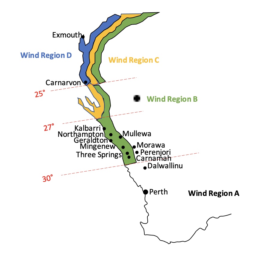 Wind regions and wind classifications map
