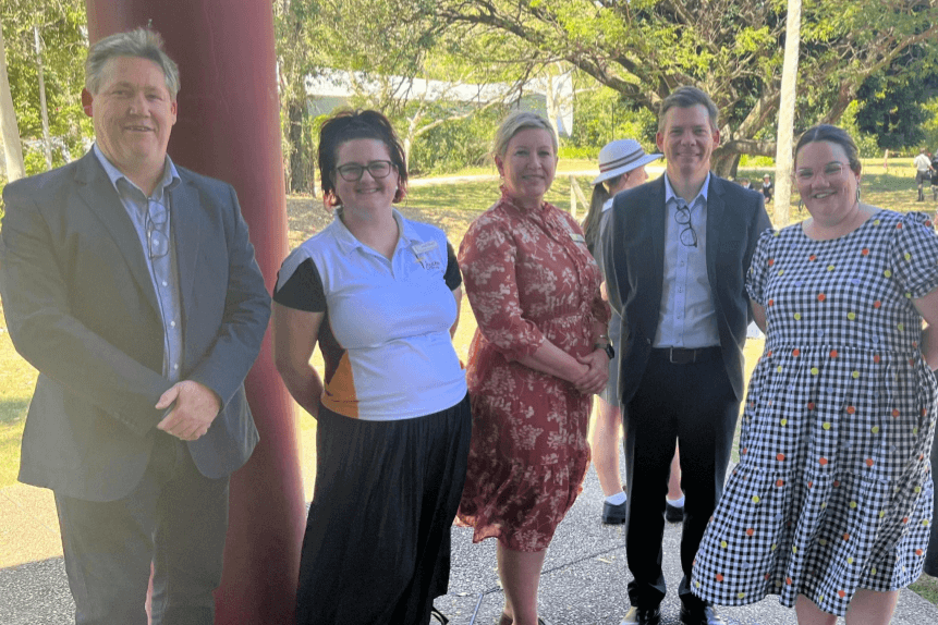 . Dr Bill Mitchell and Dr Jamie Fellows with Legal Studies Teachers (Townsville)