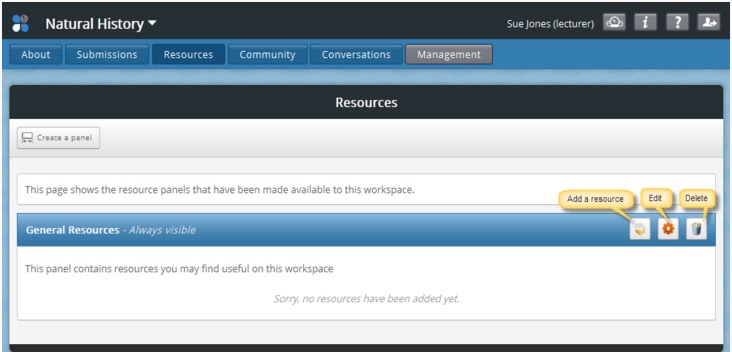 Screenshot of ATLAS Resource panel