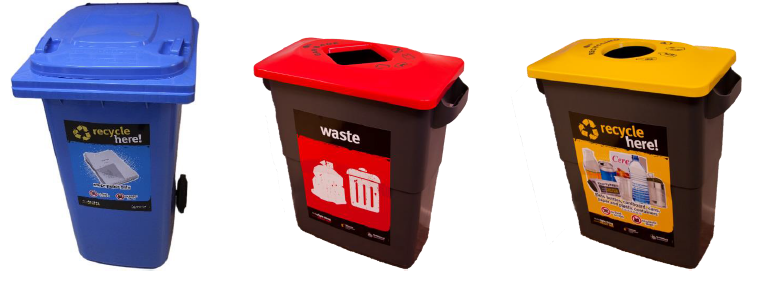 Colour-coded recycling bins