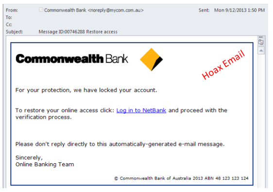 example of phishing email. 
