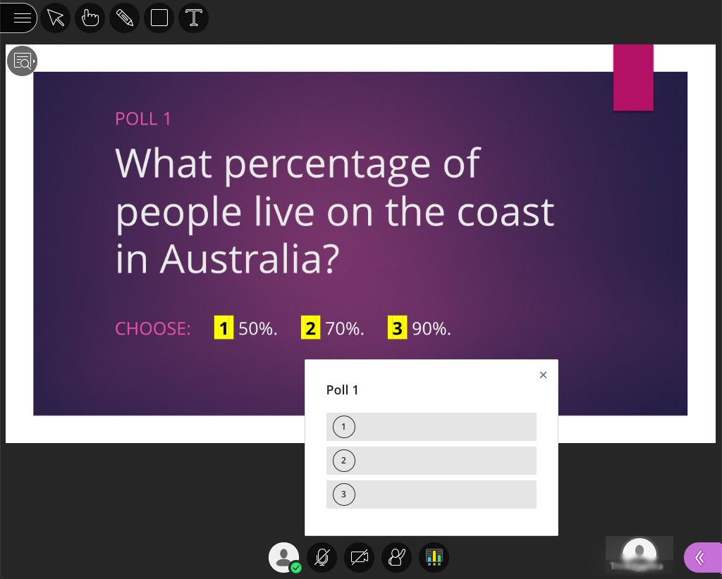 Example of poll in Collaborate
