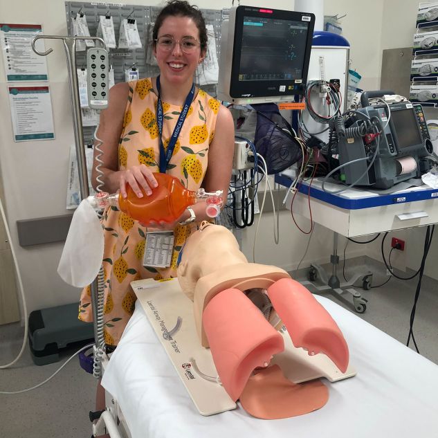 Dr Ainsley Walsh working on a resus dummy