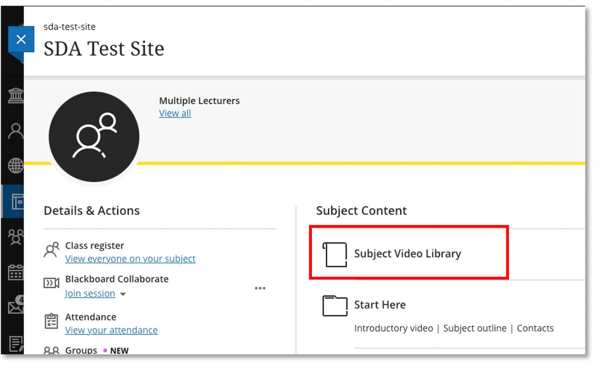 Screenshots - Accessing the Subject Video Library from the Subject Content (if lecturer has made it available)