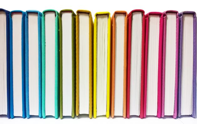 rainbow coloured books