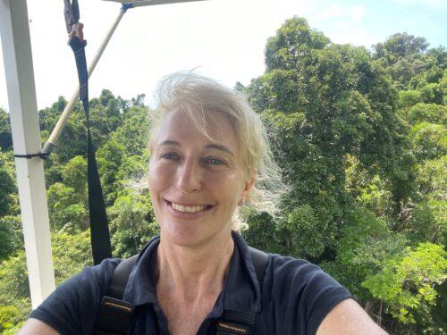 Susan Laurance, in the Canopy Crane at the DRO Susan Laurance, at the DRO