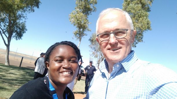 Faith Chitongo with Malcolm Turnbull