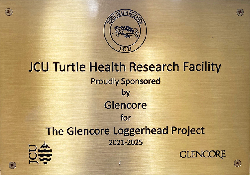 Glencore Plaque at the JCU Turtle Health Research Facility