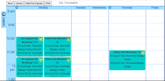 Example of what a flex timetable would look like. 