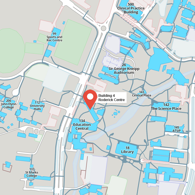 Roderick Centre location, JCU Townsville map