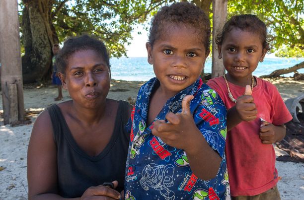 Solomon Island mother with her two boys