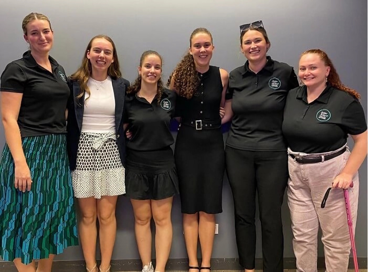 Image: From left to right: Taylor Pinder (Treasurer & Interim Secretary); Rebecca Evans (Social Media Officer); Madison Thieme (Events Organiser); Michelé du Buisson (Vice President); Mykaela Faulkner (President); and Nat Taylor (Marketing Officer). 