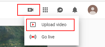 YouTube upload menu