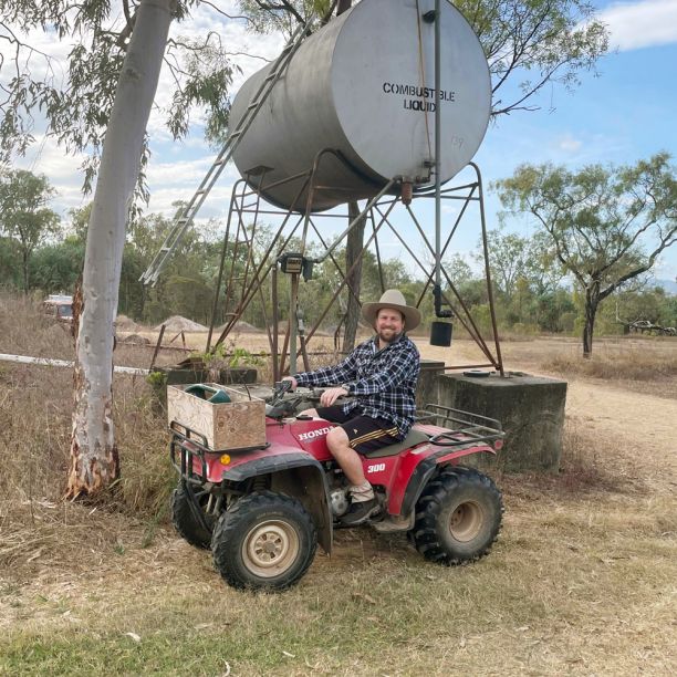 Dave Baily on a quad bike at the farm