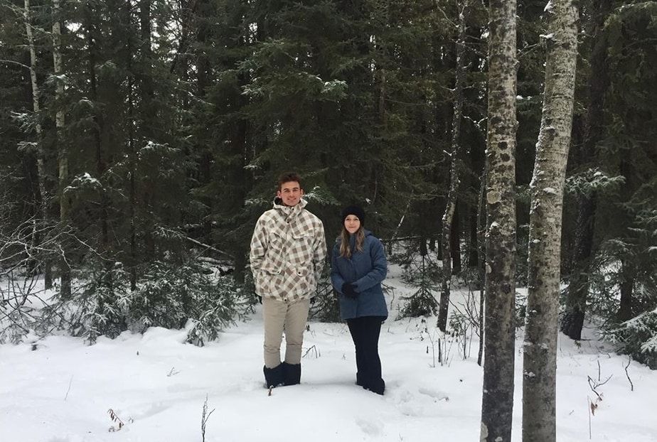 Keane and Beth enjoying the snow in Canada
