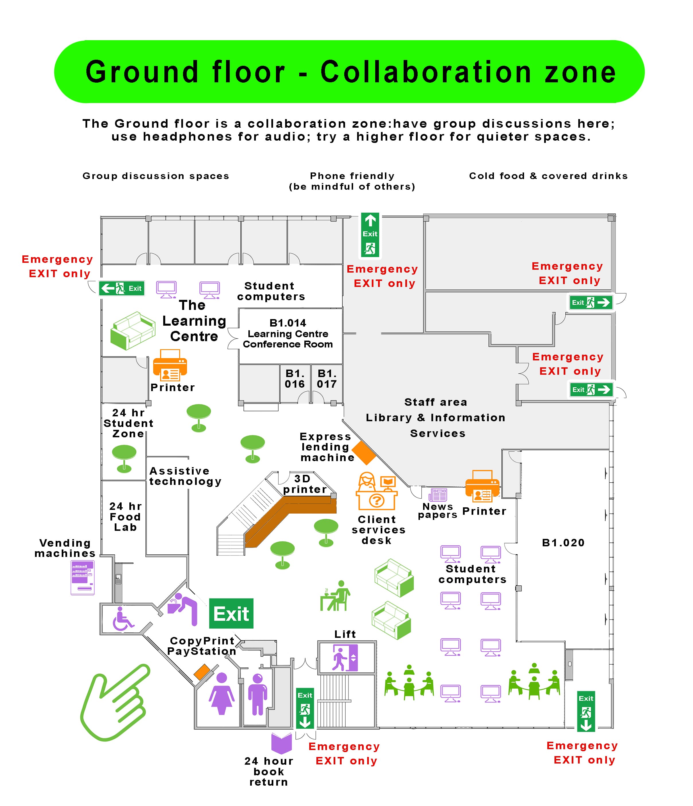 Map of the ground floor of the Cairns library