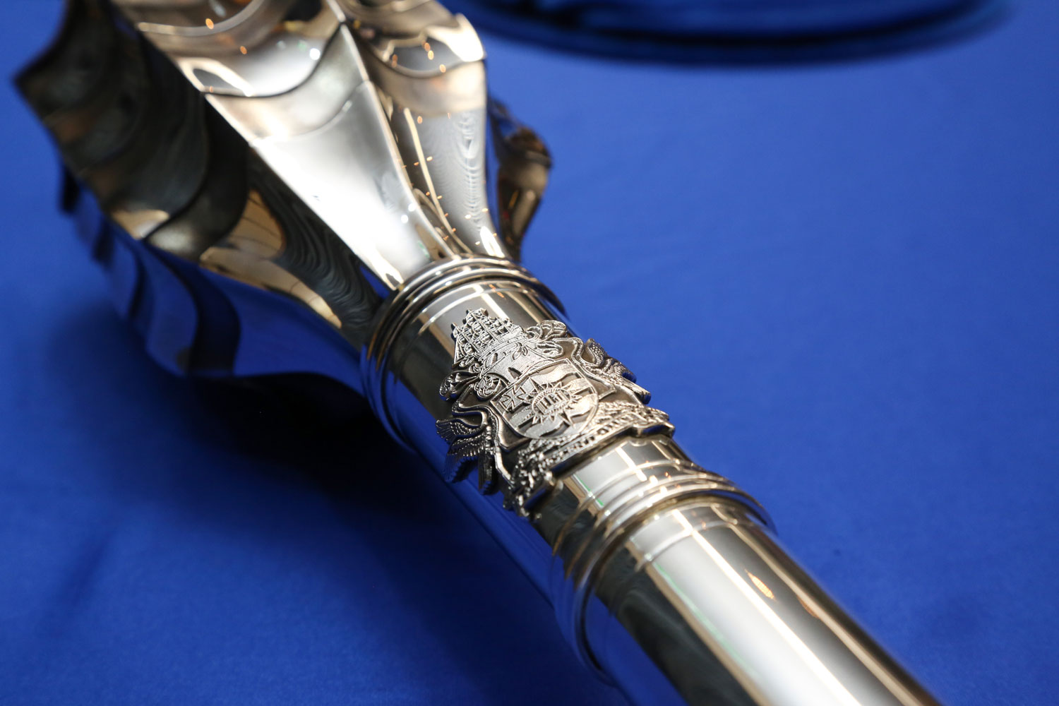 Detail of the JCU crest on the ceremonial mace