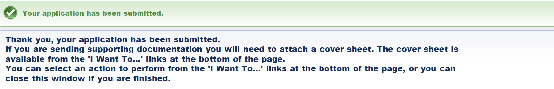 Screenshot showing message Your application has been submitted which willl display after submitting your application. 