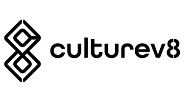 Black logo with the words cultivate. 