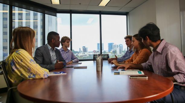 Students discussing a topic