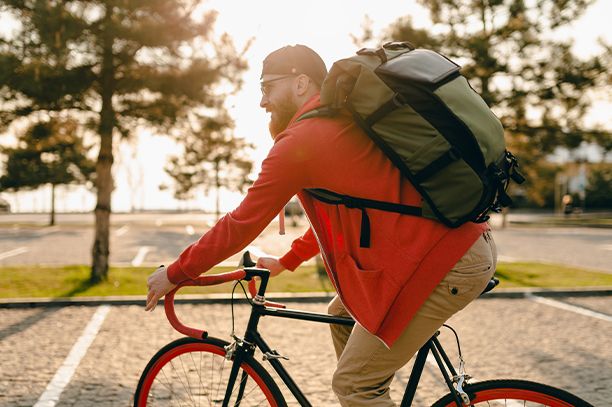 Student riding a bike