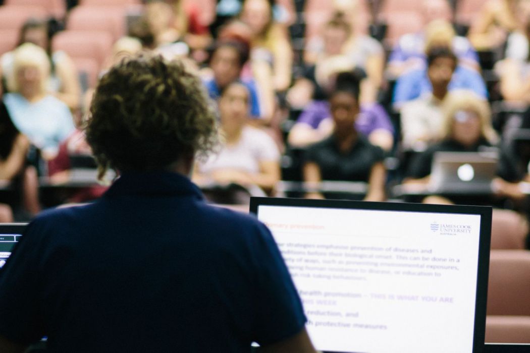 Educator delivering a lecture
