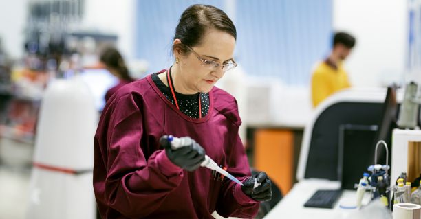 Student in science laboratory.