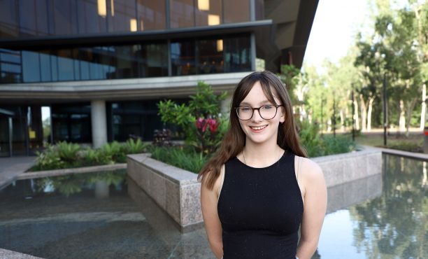 Georgia Noble, JCU Alumni within the Bachelor of Arts, majoring in Anthropology, on campus at JCU Townsville. 