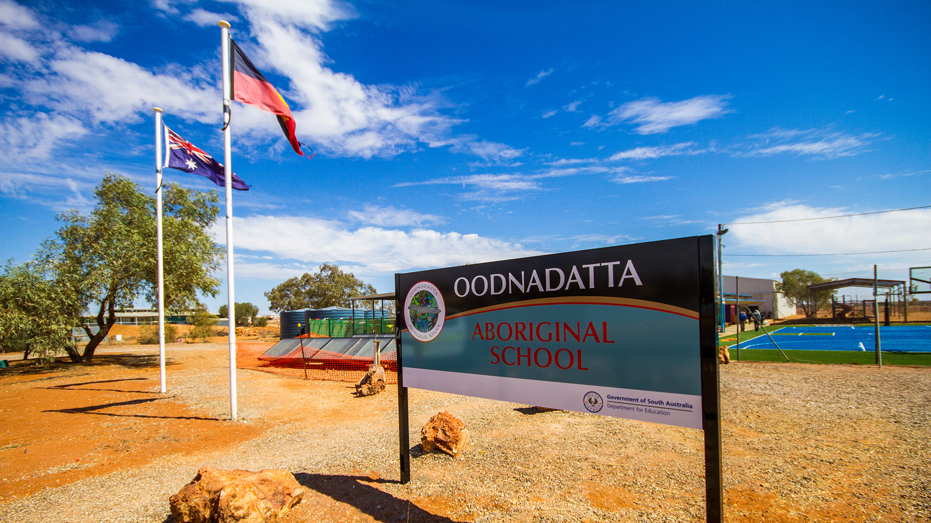 Oonadatta Aboriginal School sign