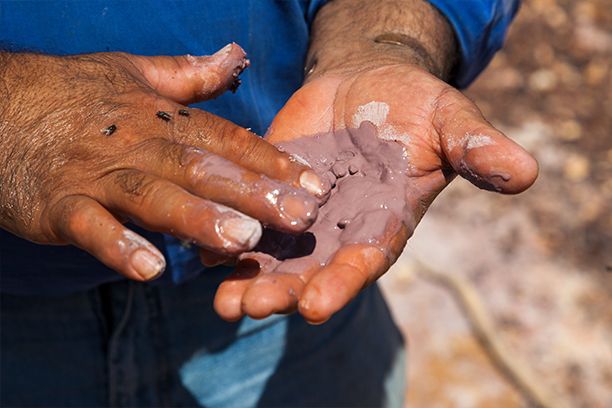 Preparation for aboriginal body painting