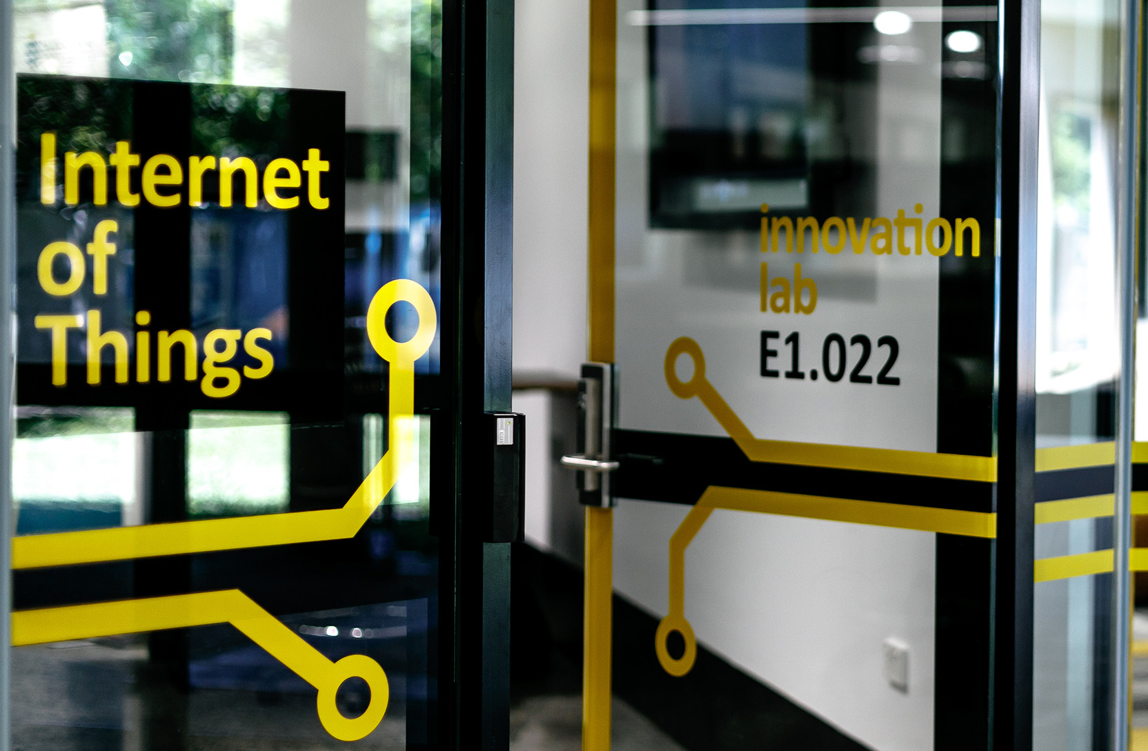 The doorway to JCU's internet of things lab in Cairns. 