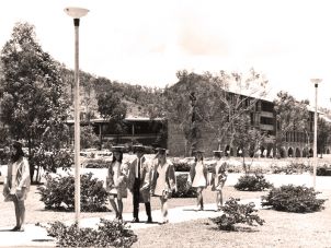 Students walking to graduation