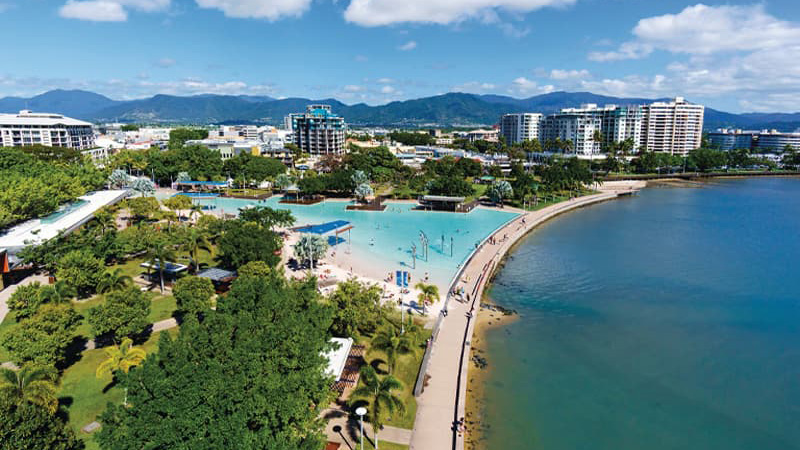 Aerial view of Cairns waterfront