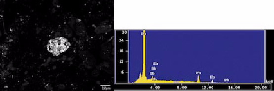  output from microprobe and xray spectrometer. 