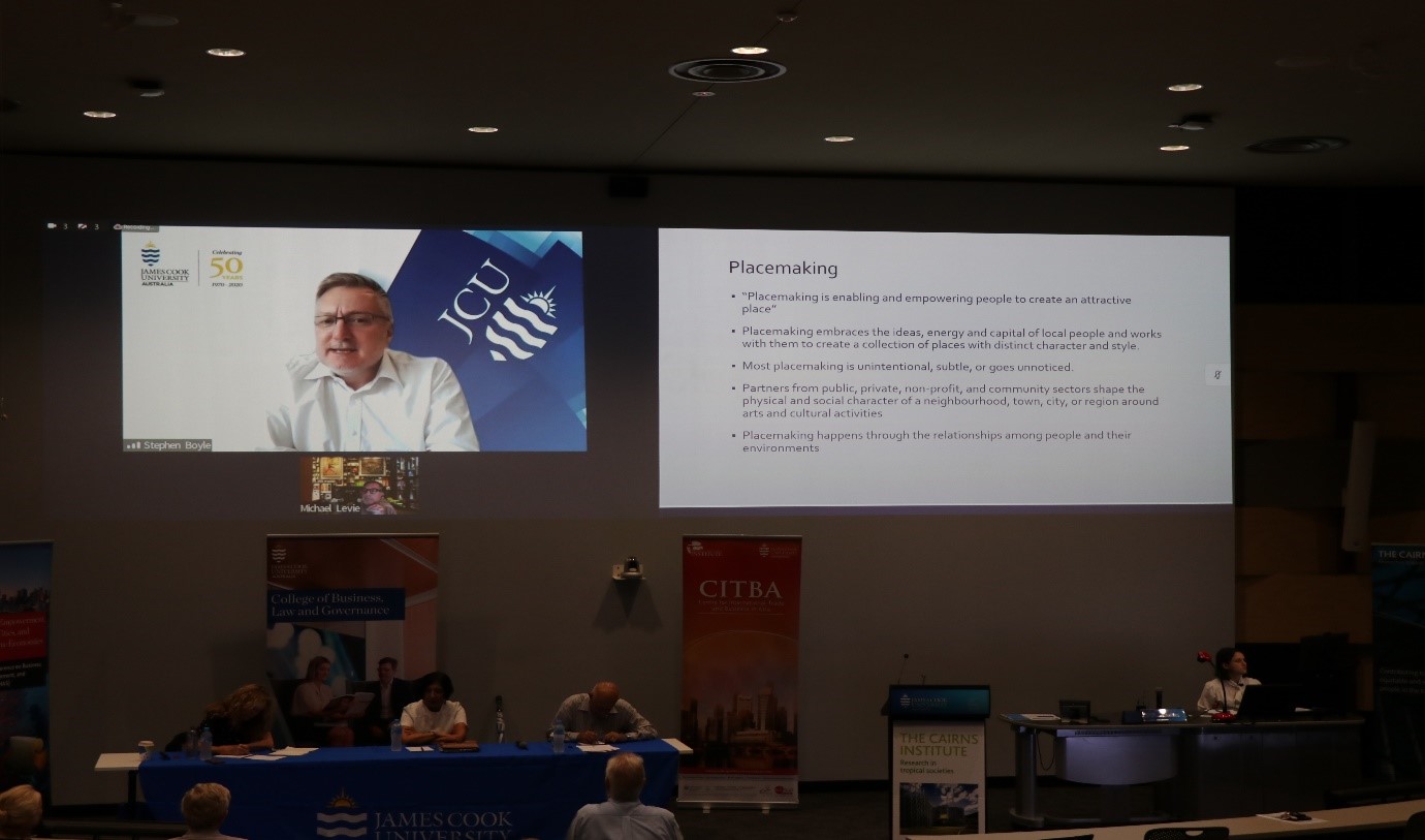 Stephen Boyle and his lecture slide.
