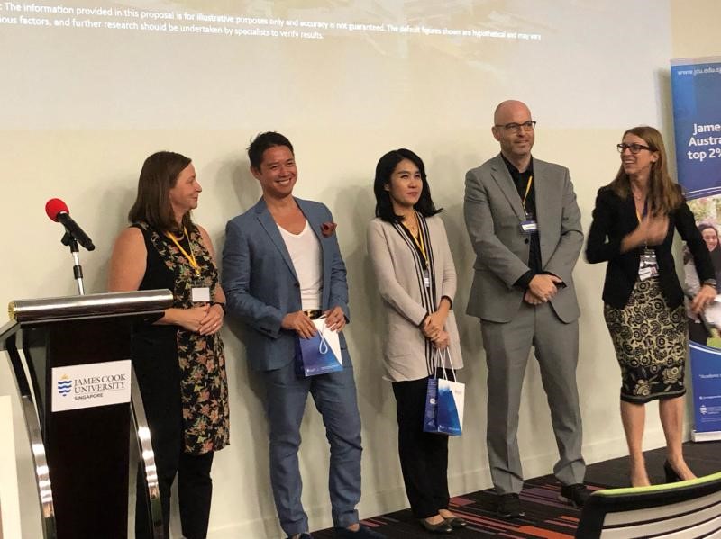 From left to right A/P Lisa Law (TUD Lab Director); Keynote speakers Prof Jason Pomeroy (Pomeroy Studio) and A/P Im Sik Cho (NUS); Dr Jacob Wood (CITBA Director); Dr Simona Azzali (CITBA and TUD Lab member)