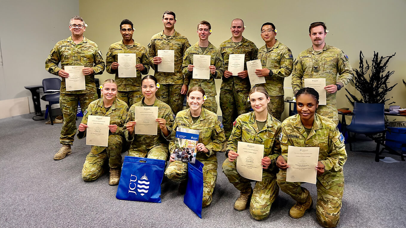 3rd Brigade soldiers complete the inaugural Pacific French short language course with JCU’s Academy of Modern Languages, expanding on successful lessons in PNG’s official language of Tok Pisin and Bahasa Indonesian.